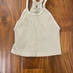 Free People Beige Ribbed Halter Top